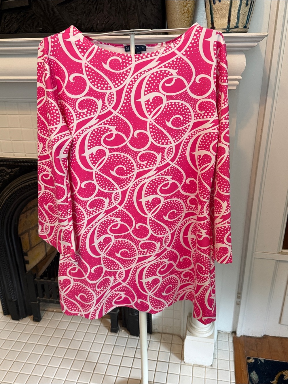 Melly M Pink and White Swirl Tunic/Mini- worn‎ once
